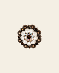Topaz, AB & Pearl Copper 1.5" European Crystal Concho on a warm cream background