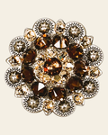 Topaz & Champagne Antique Silver 1.5" European Crystal Concho on a warm cream background
