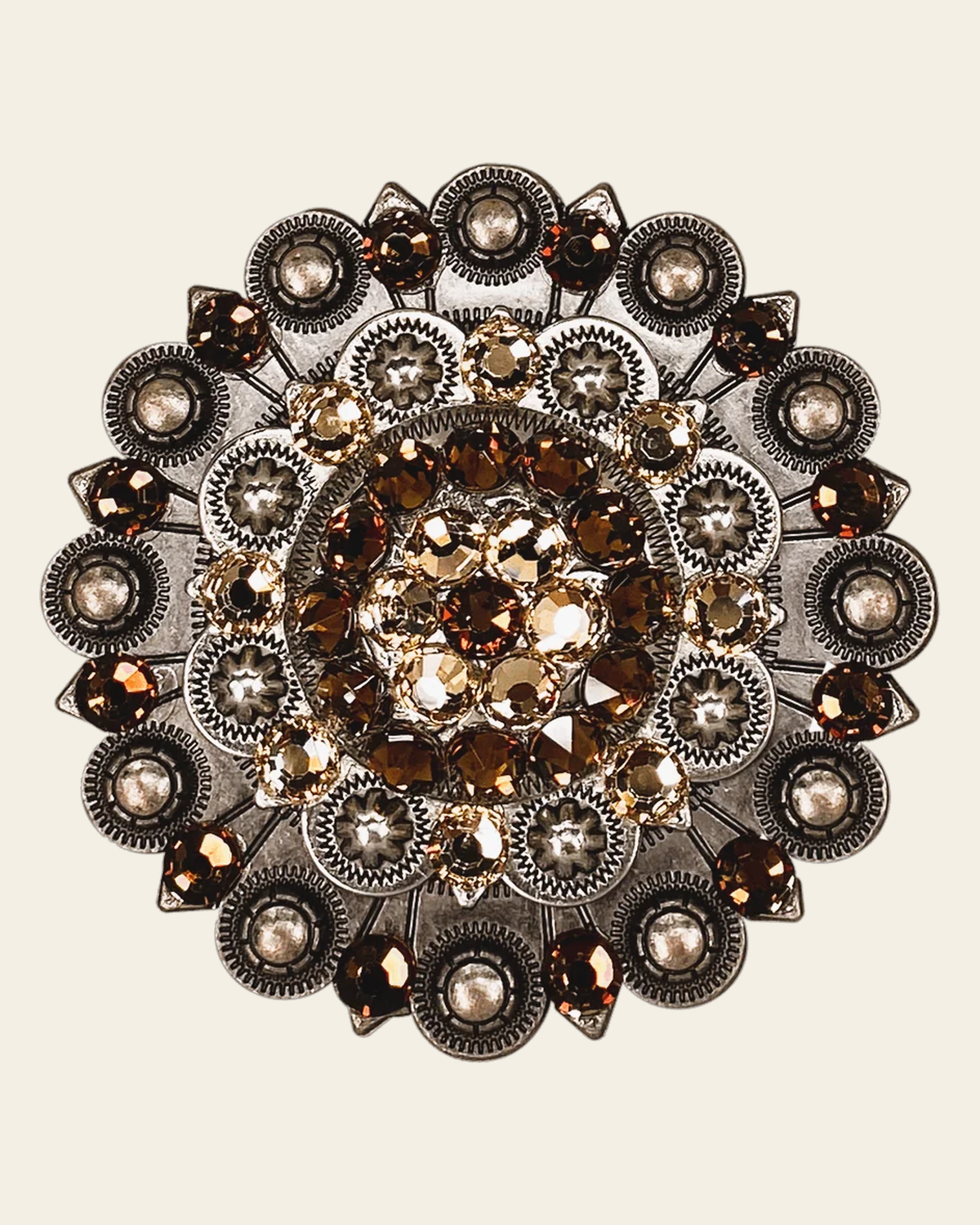 Topaz & Champagne Antique Silver Berry Jacket European Crystal on a warm cream background