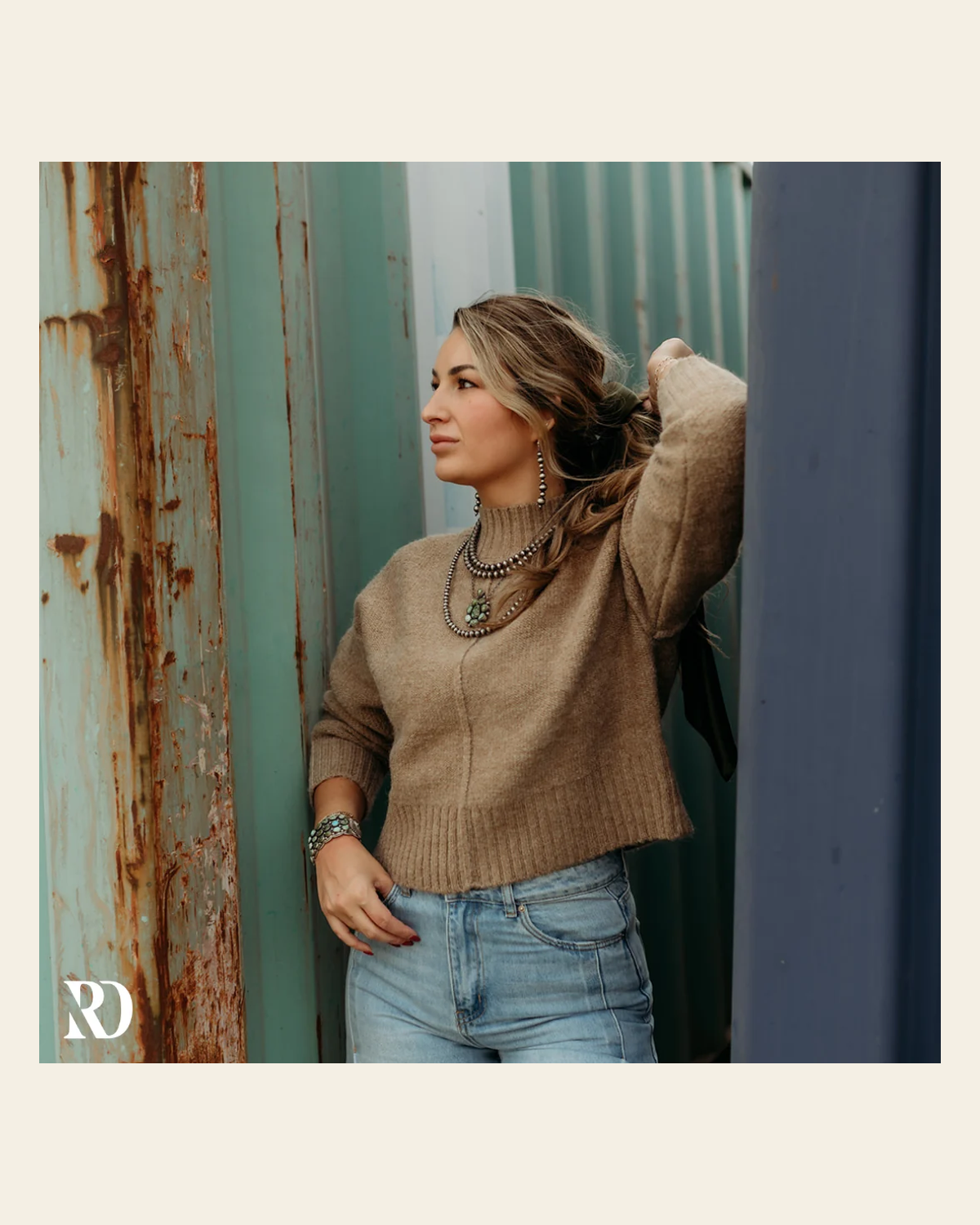 Tori Cropped Knit | Sweater on a warm cream background