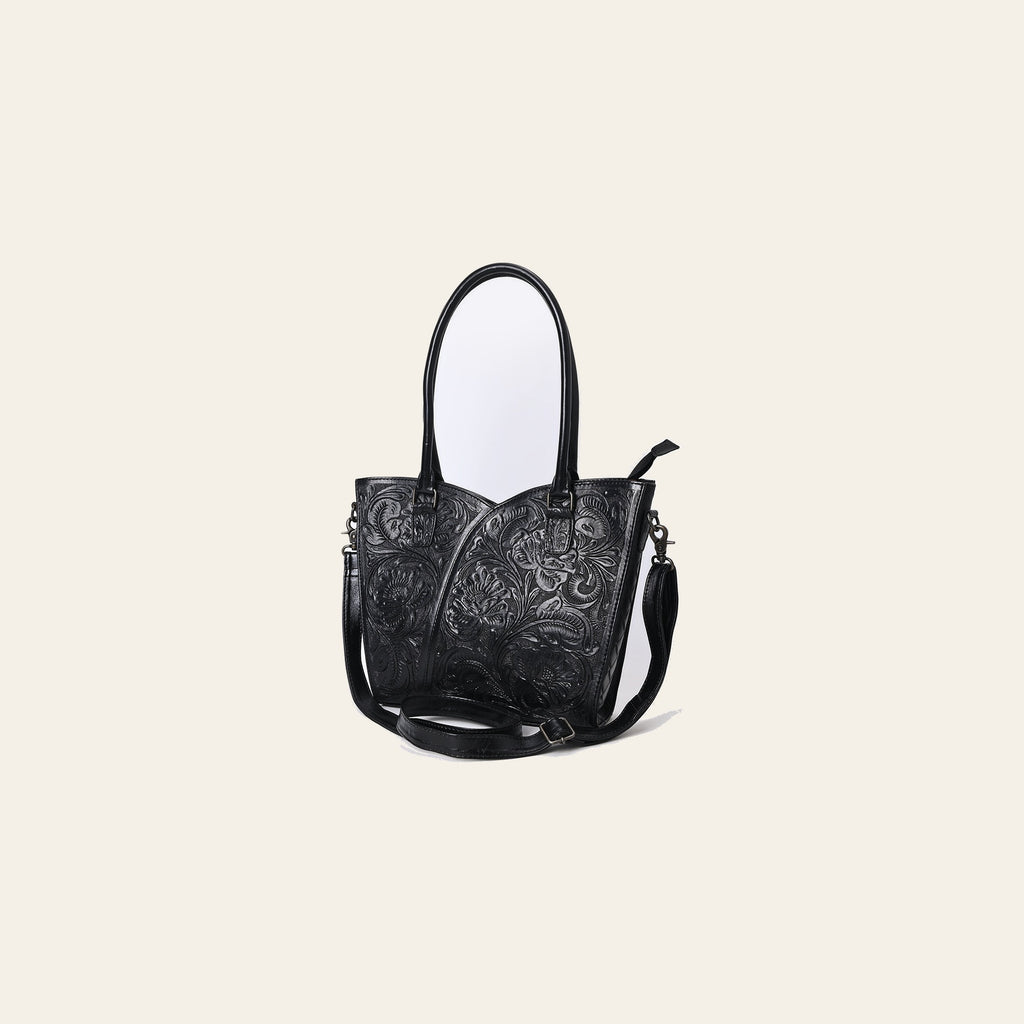 American Darling Western Tote Bag, Hand Tooled Genuine Leather, Floral Carved Design, Premium Craftsmanship & Everyday Carry