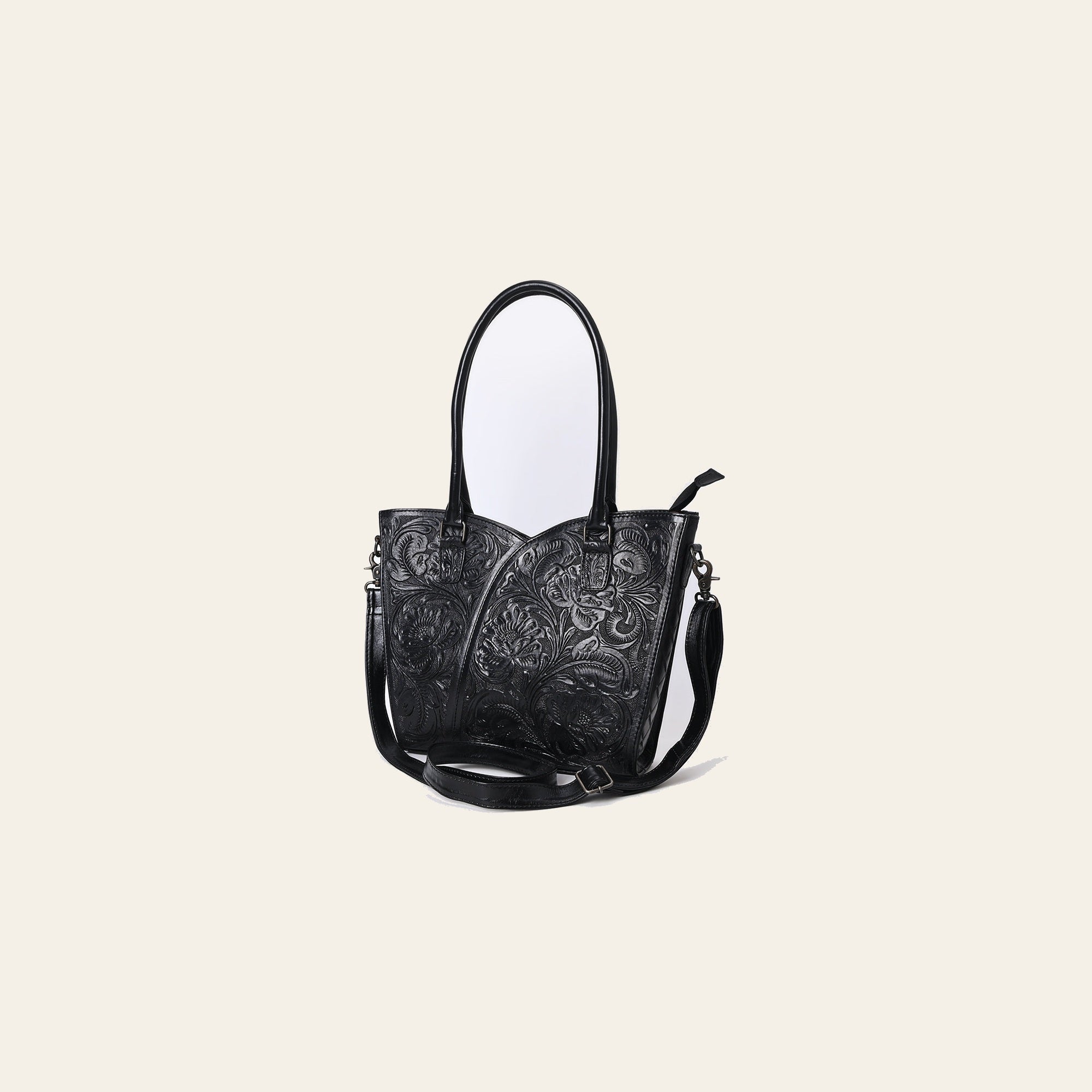 American Darling Western Tote Bag, Hand Tooled Genuine Leather, Floral Carved Design, Premium Craftsmanship & Everyday Carry