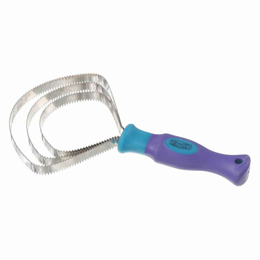 Tough 1 Great Grips Metal Curry Comb, 3 Blade — Teal/Purple