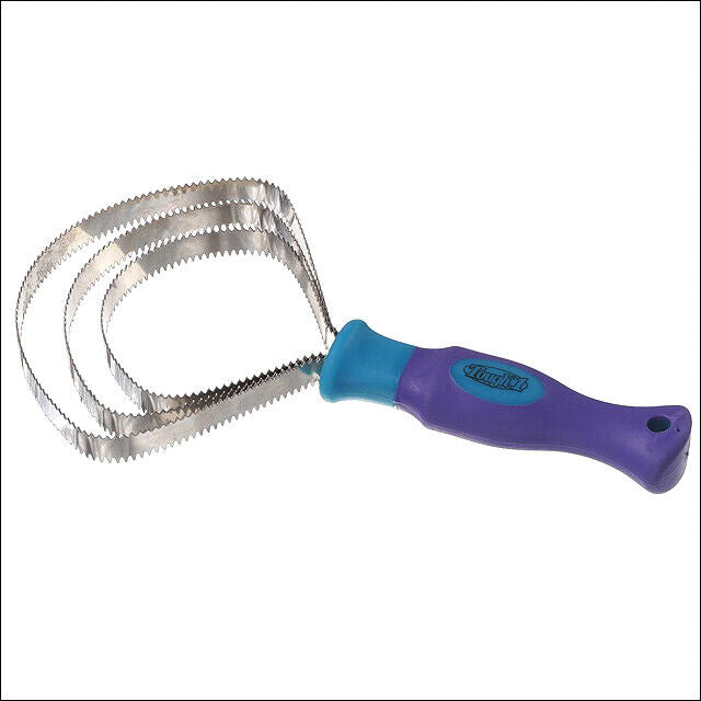 Tough 1 Great Grips Metal Curry Comb, 3 Blade — Teal/Purple