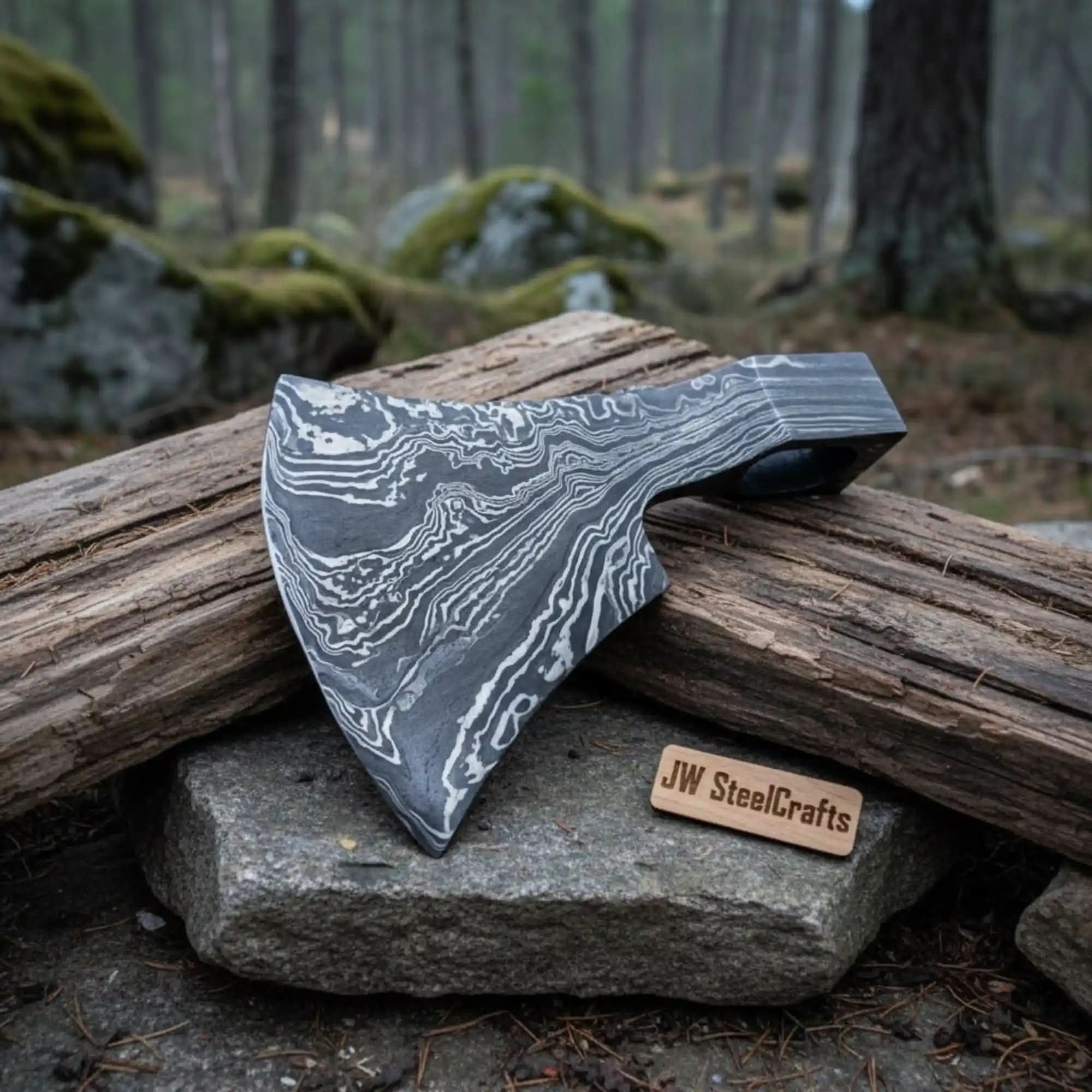 Duskforge Axe Head Blank 6" Handmade Lightweight Damascus Steel