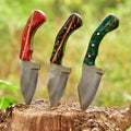 Acid Washed High Carbon Steel Hunting Knife Pinecone Resin Handle in Red, Black or Green