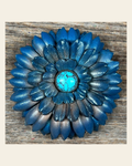 Turquoise Daisy Flower With Round Turquoise on a warm cream background