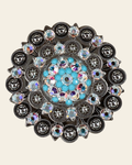Turquoise & AB Antique Silver Berry Jacket European Crystal on a warm cream background