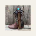 Boot Cuff Jewelry - Turquoise Cabochon Concho - Fringe