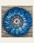 Turquoise Daisy Flower With Antique Silver AB 1" Concho on a warm cream background