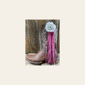 Boot Cuff Jewelry - White Leather Flower - Concho - Fringe