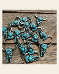 Turquoise Steer Head Western Concho W202 on a warm cream background
