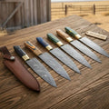 6-Piece Twisted Damascus Chef Knife Set with Multi-Color Handles