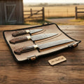 3-Piece Twisted Damascus Cooks Knife Set with Brown Pakka Wood Handles