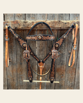 Two Tone Floral Jet, Champagne and Topaz Browband / One Ear Tack Set #BBBC477 on a warm cream background