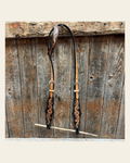 Two Tone Floral One Ear Headstall / Bridle #24385 on a warm cream background