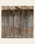 Light Oil Floral Whipstitch One Ear Headstall / Bridle #24387 on a warm cream background