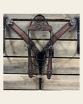 Two Tone Honeycomb Copper Flower Browband/One Ear Headstall & Breastcollar Tack Set #BBBC610 on a warm cream background