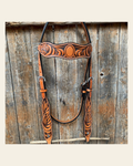 Two Tone Zebra Striped Browband Headstall/Bridle #241931 on a warm cream background