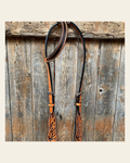 Two Tone Zebra Striped One Ear Headstall/Bridle #241941 on a warm cream background