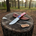 Damascus Steel USA Flag Outdoor Knife — Wave Pattern Blade, American Flag Resin Handle