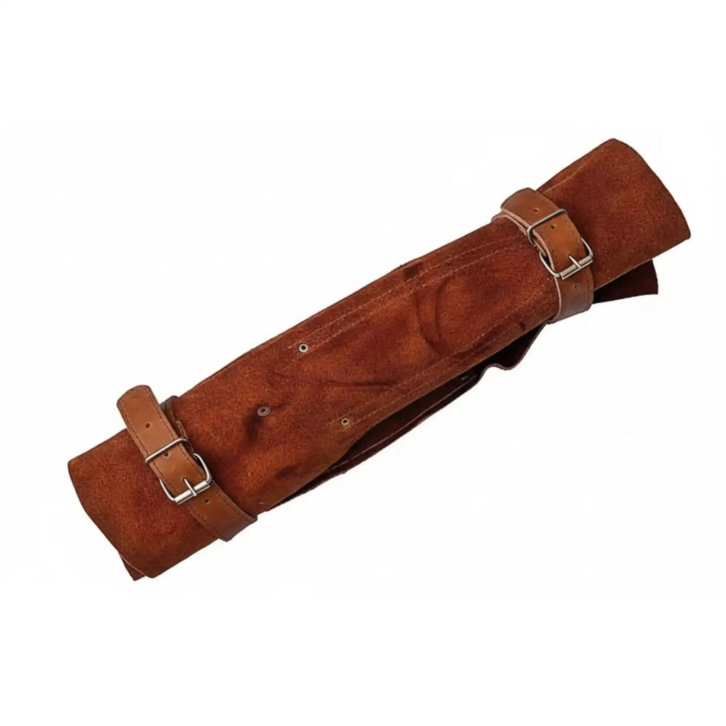 4-Piece Handmade Damascus Kitchen Knife Set – Rosewood Handles, Steel Bolsters & Brass Pins | Chef, Santoku, Cleaver & Utility | Leather Roll & Honing Rod Included