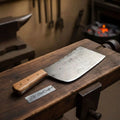 14-Inch Forged High Carbon Steel Butcher Cleaver — Filework Spine & Natural Hardwood Handle