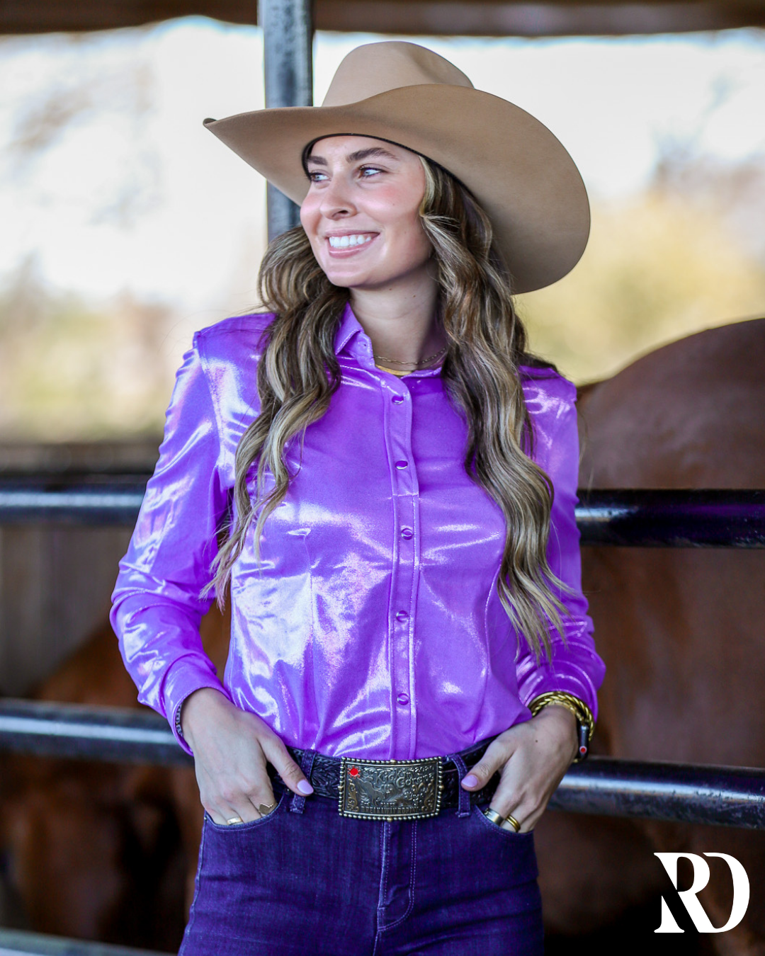 Violet Sparkle Performance Rodeo Shirt
