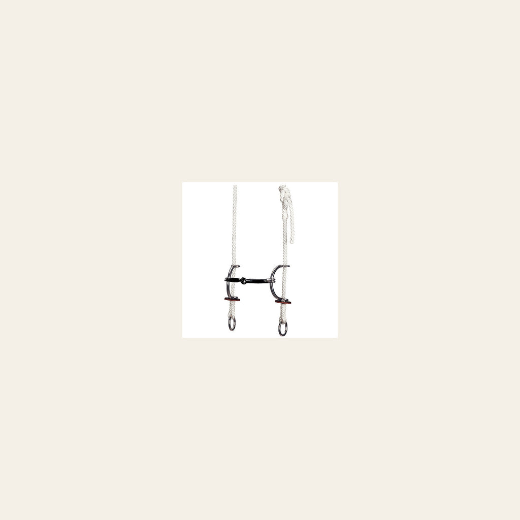 Weaver Leather Nylon Rope Gag Bridle | Stitched Latigo Ear | 5" Smooth Sweet Iron Snaffle Sliding Bit
