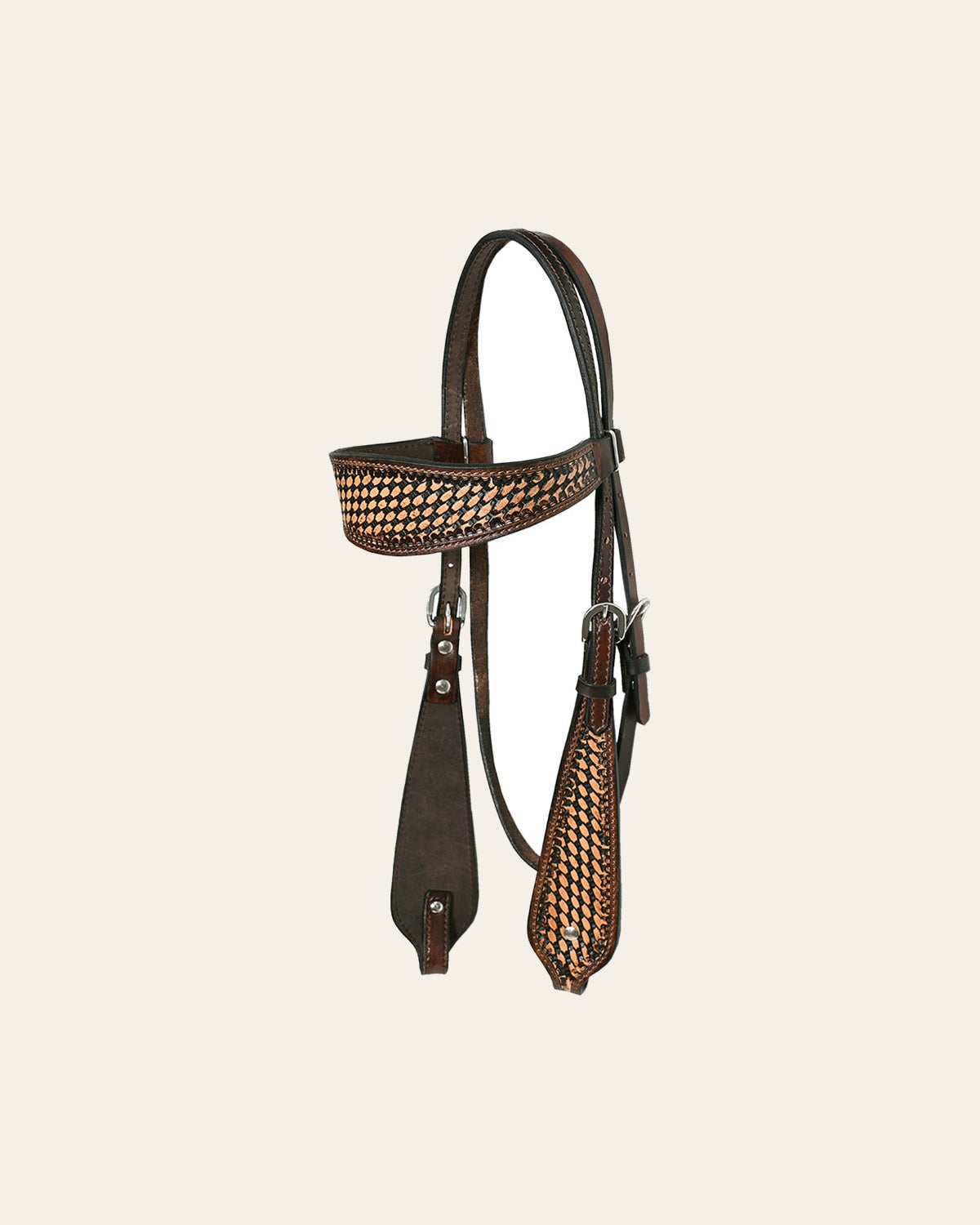 Hilason Western Horse Basket Hand Tooled American Leather Headstall Brown