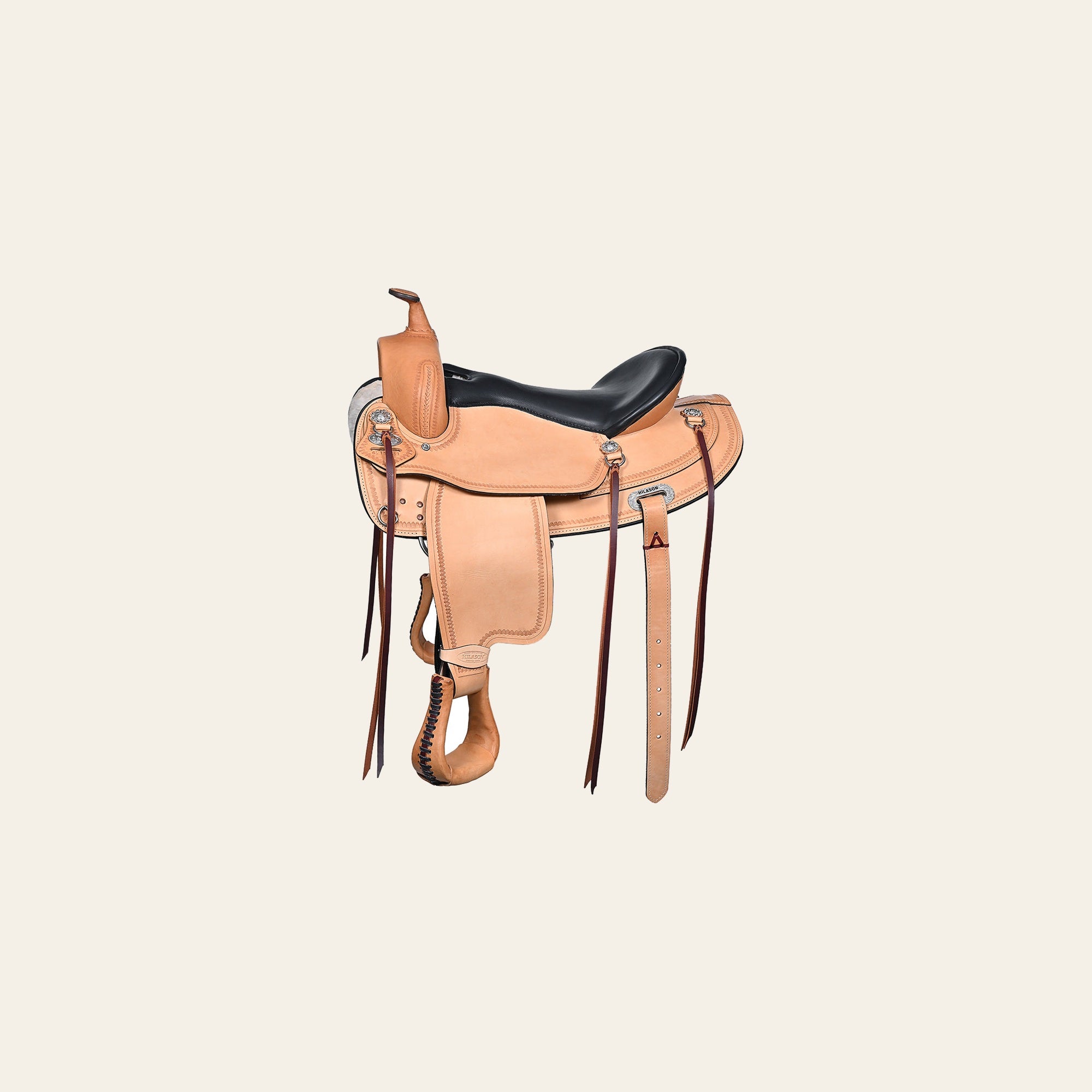 HILASON Western Draft Horse Wide Gullet Trail American Leather Saddle | for Horses