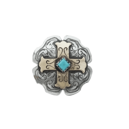 Antique Silver & Gold Concho 1.5" W189L — view 3