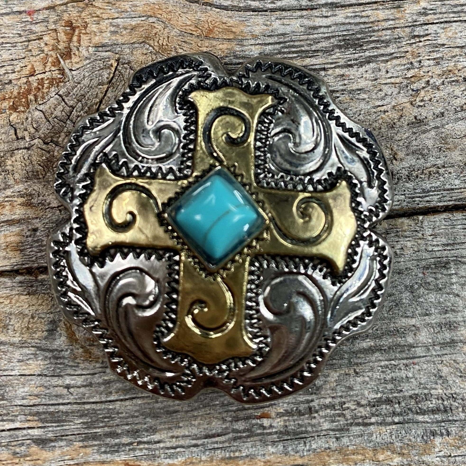 Antique Silver & Gold Concho 1.5" W189L