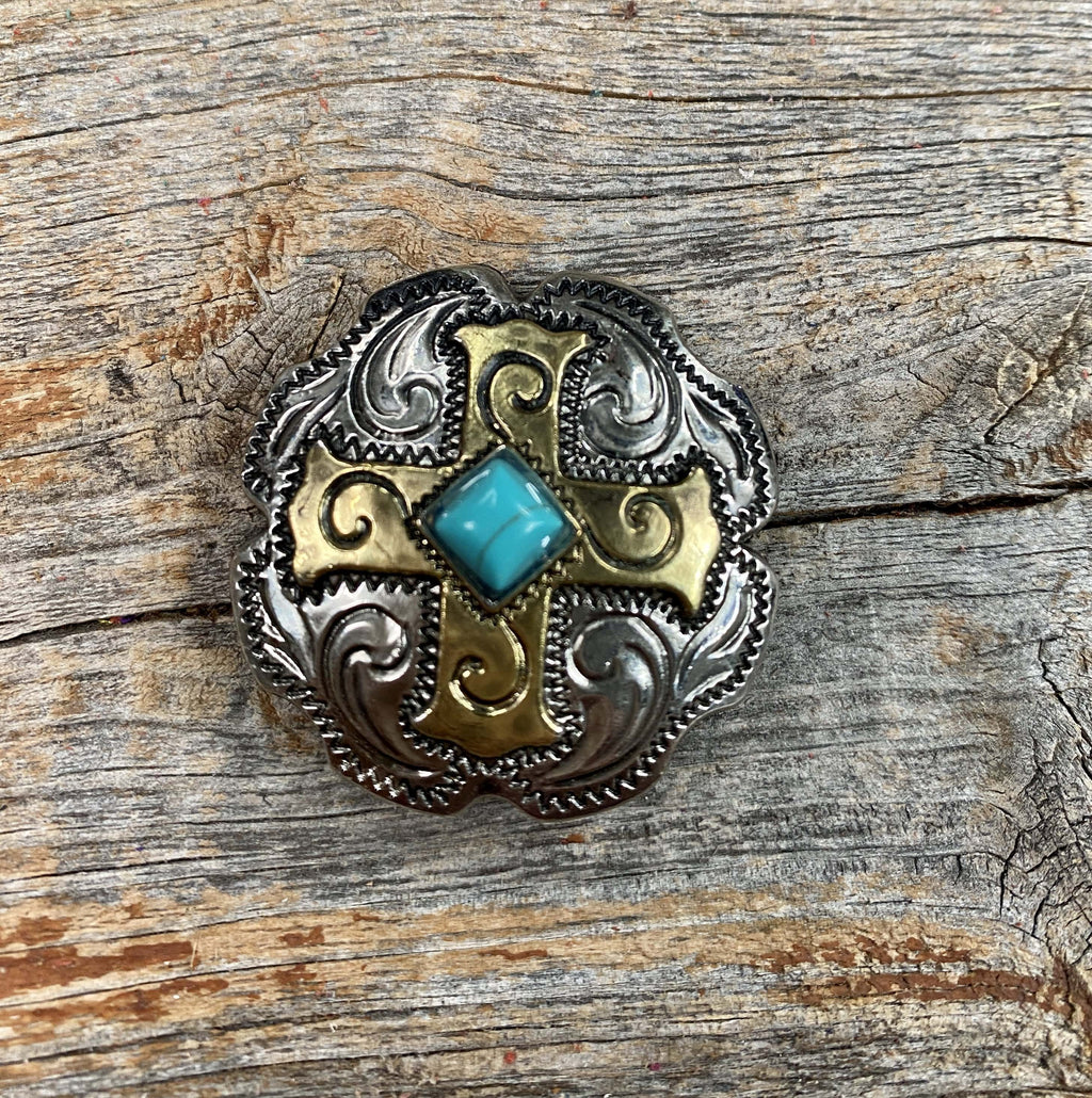 Antique Silver & Gold Concho 1" W189S
