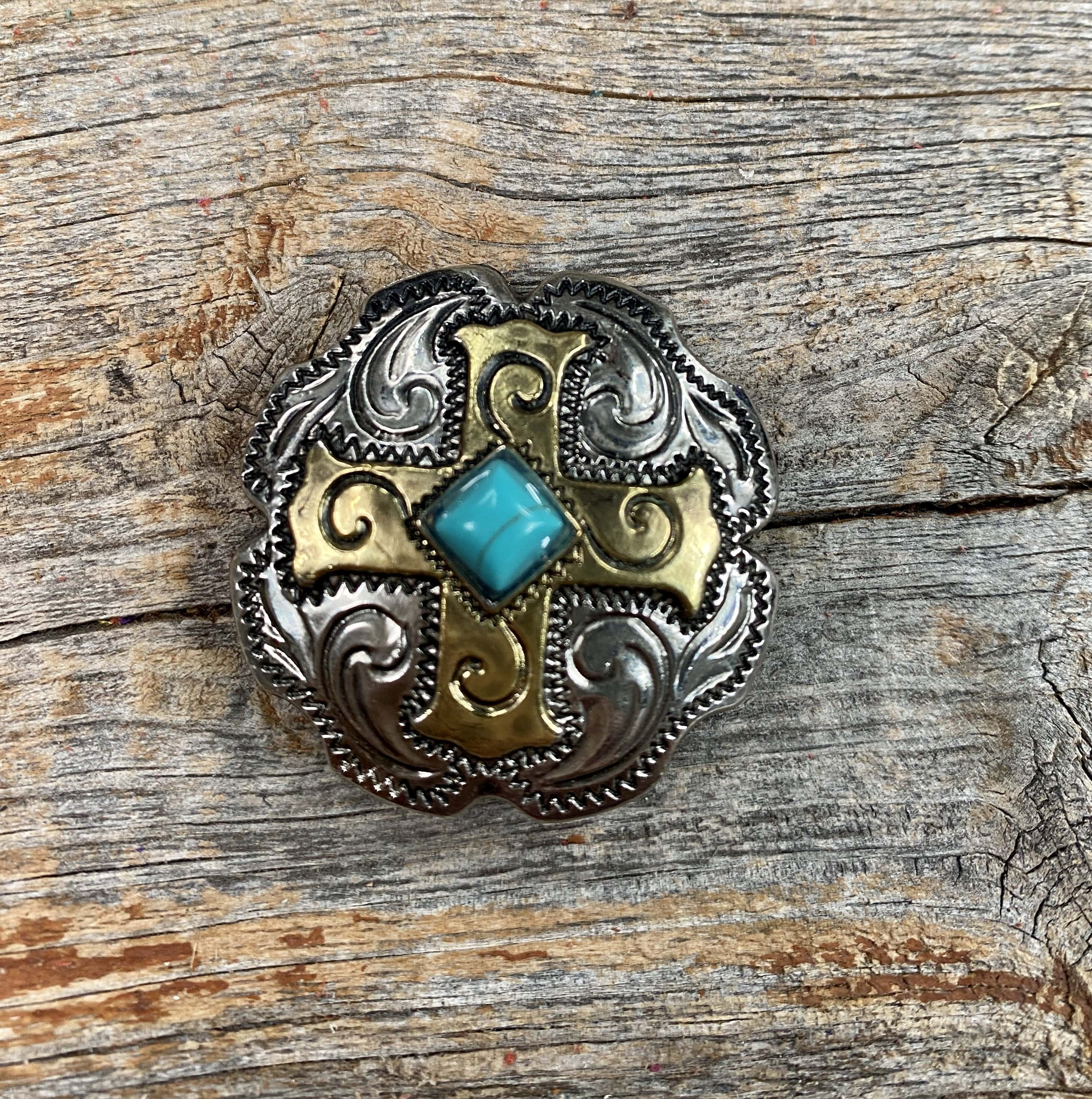 Antique Silver & Gold Concho 1" W189S