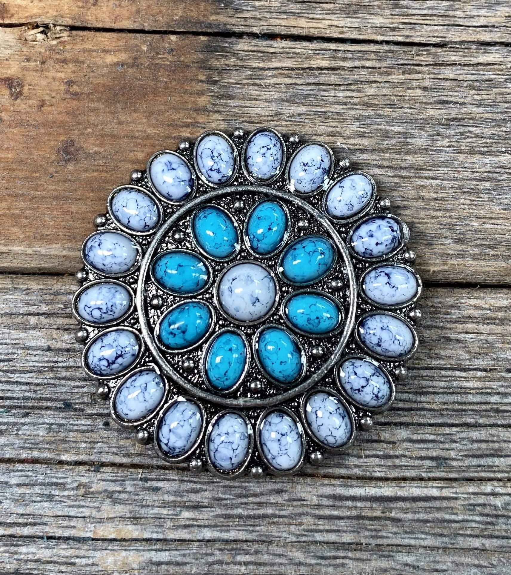 Blue & White Turquoise Concho 1.5" W212