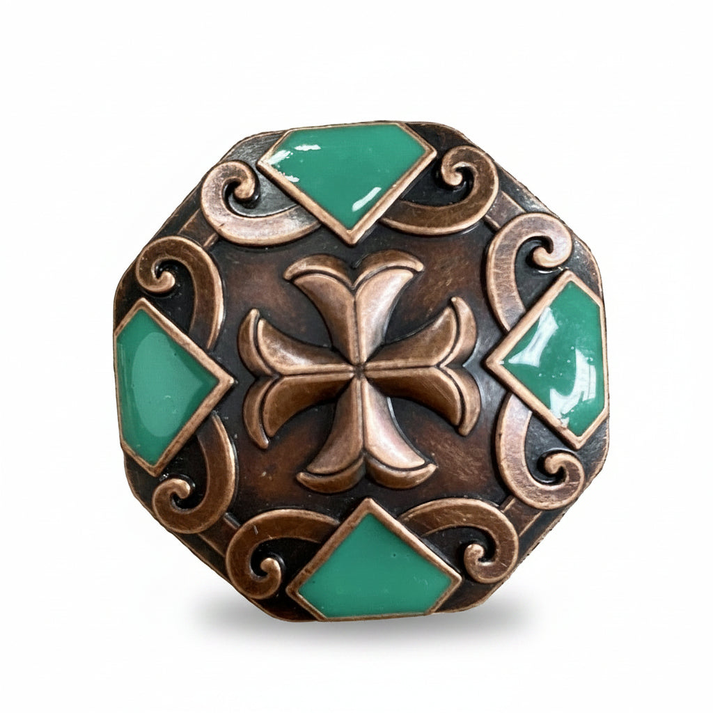 Copper Emerald Green Western Concho W209 — view 2