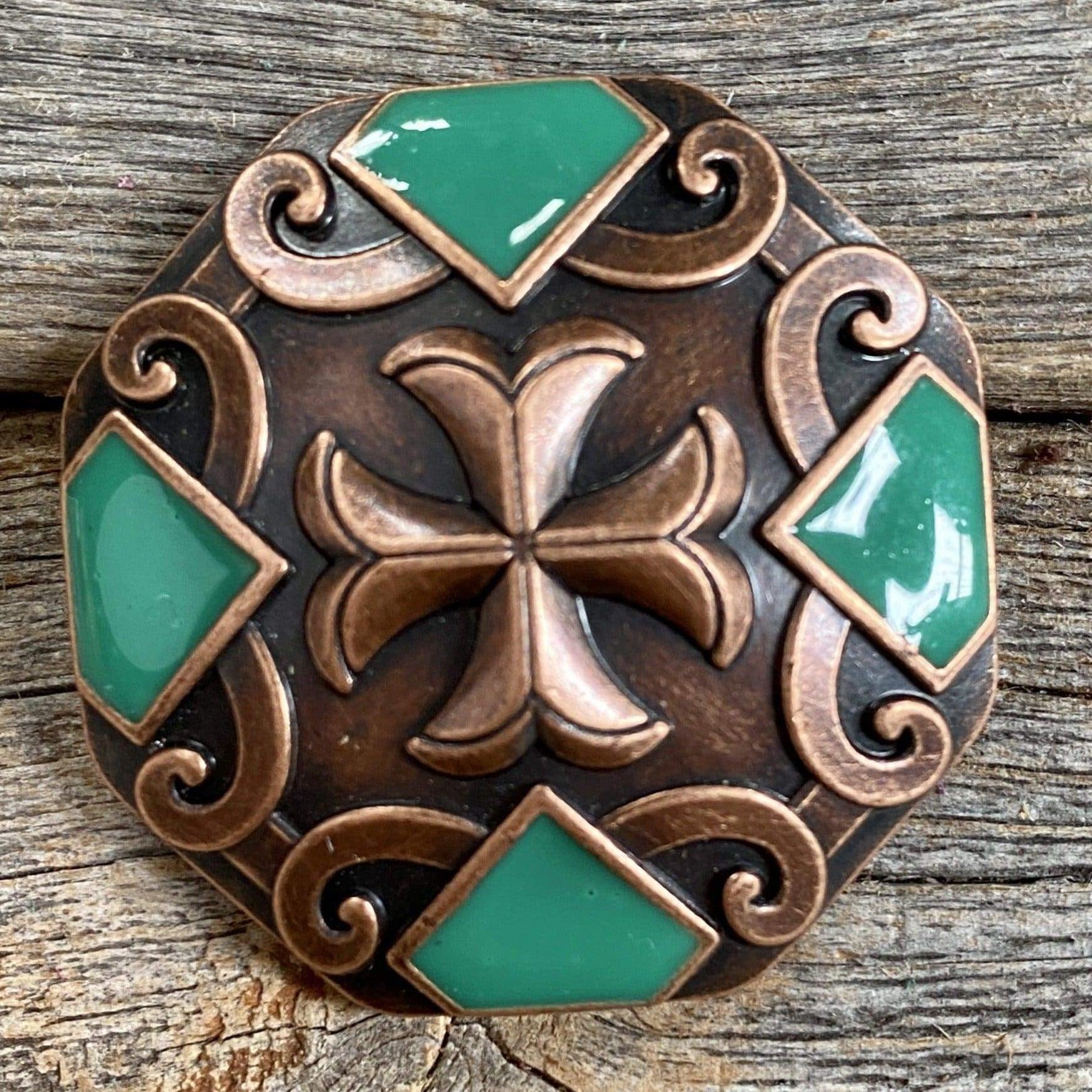 Copper Emerald Green Concho 1.5" W209L