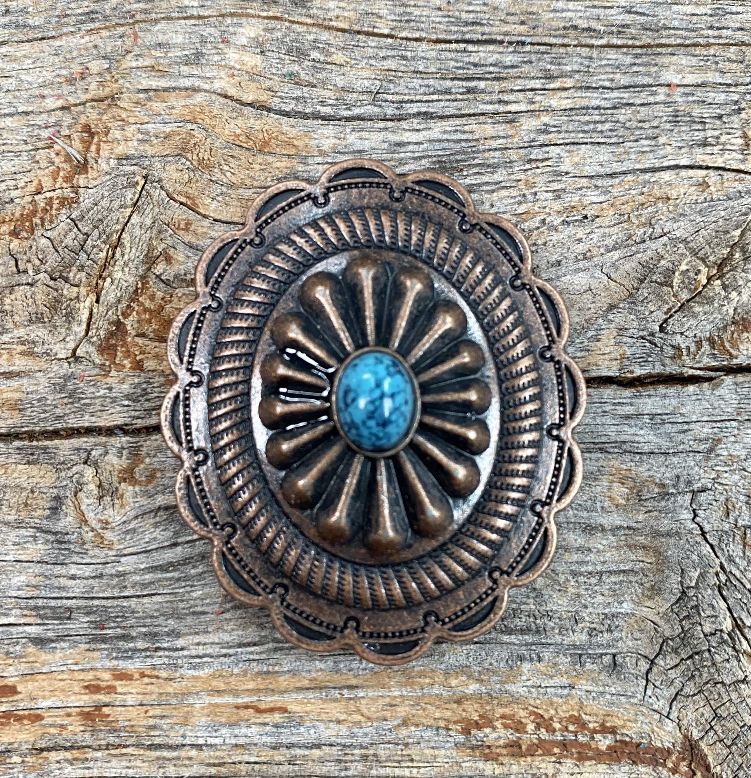 Copper Turquoise Oval Concho 3/4” W179S
