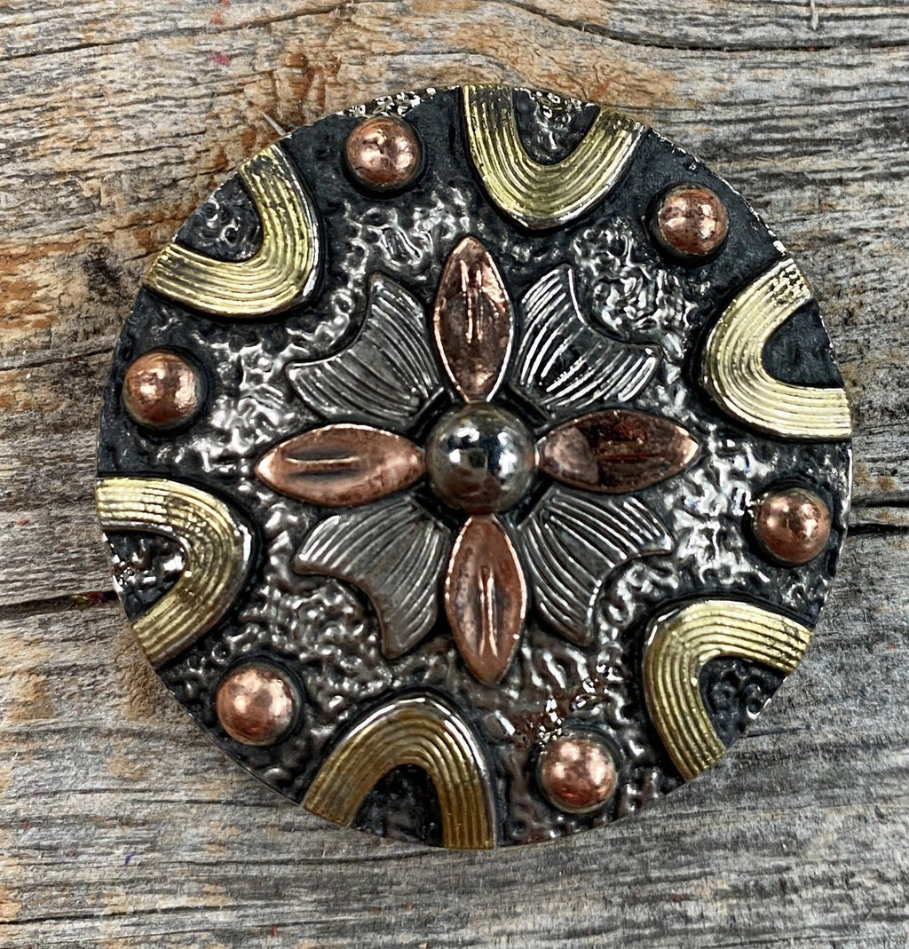 Floral Dots Antique Silver Western Concho 1.5" W147L