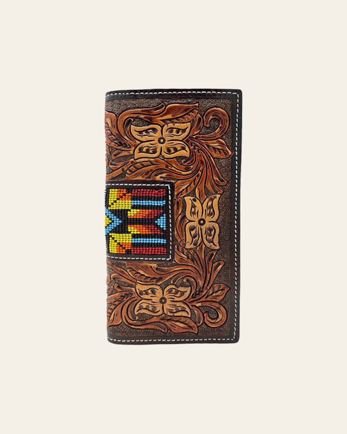 Western Faishon Floral Tooled Leather Rodeo Wallet & Checkbook Cover
