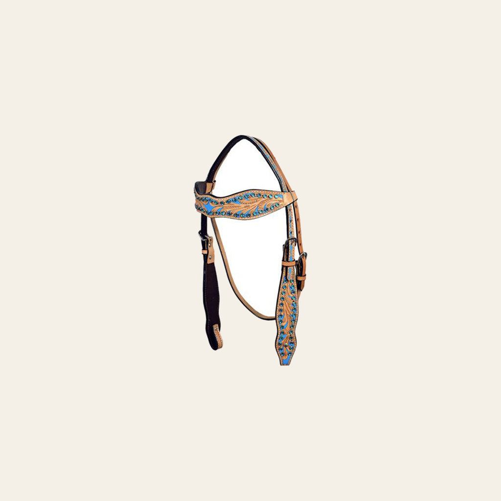 HILASON Western Horse Headstall Tack Bridle American Leather Hand Paint