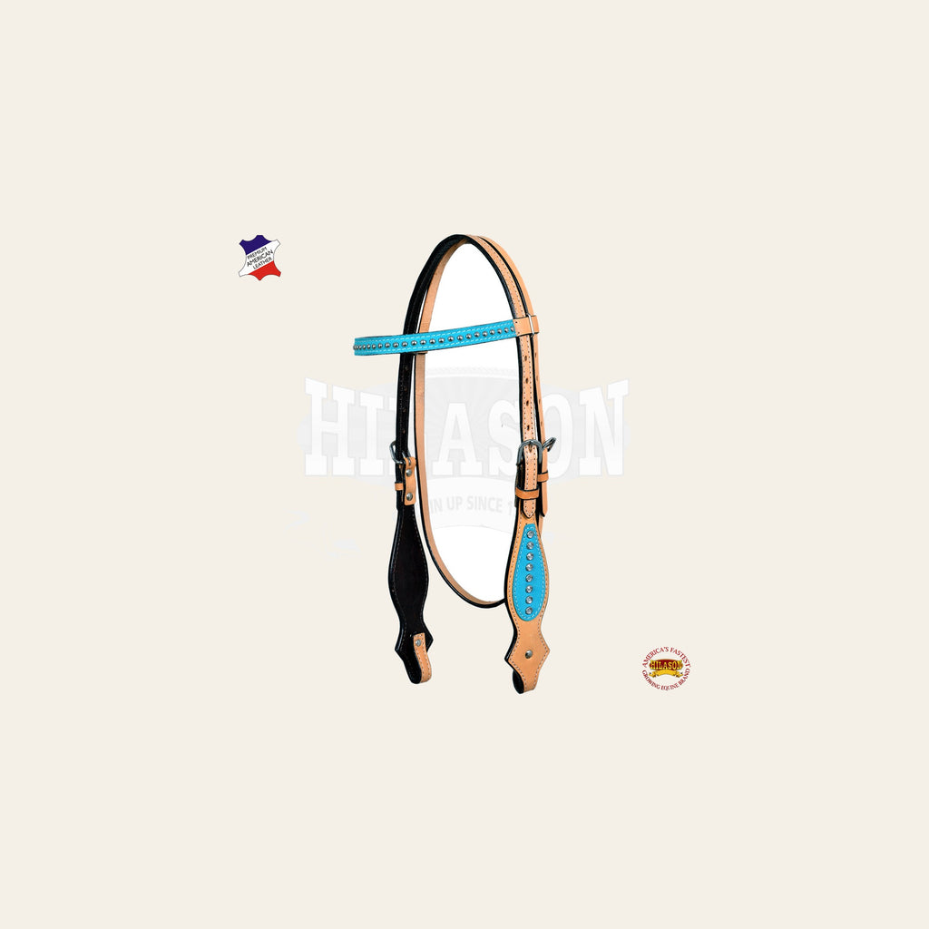 Western Horse Headstall Tack Bridle American Leather Turquoise Hilason