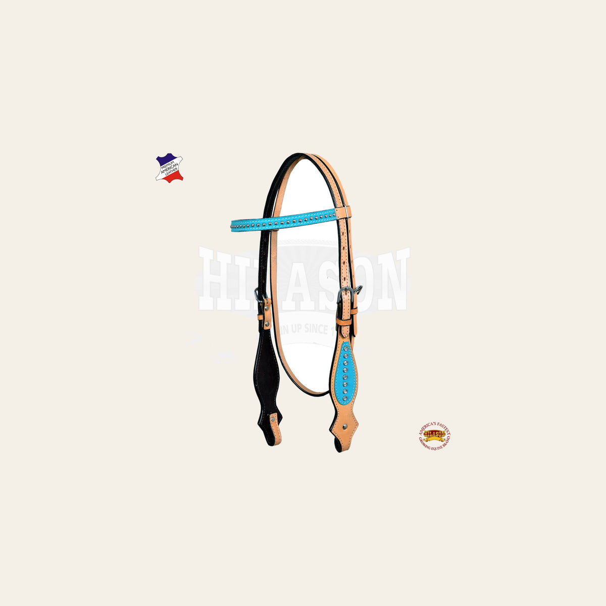 Western Horse Headstall Tack Bridle American Leather Turquoise Hilason