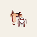 Comfytack Western Saddle Leather Trail Tack Hand Tooled Brown/Tan | Western Saddle | Saddle for Horses | Horse Tack Set