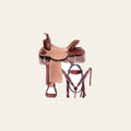 Comfytack Western Saddle Leather Trail Tack Hand Tooled Brown/Tan | Western Saddle | Saddle for Horses | Horse Tack Set