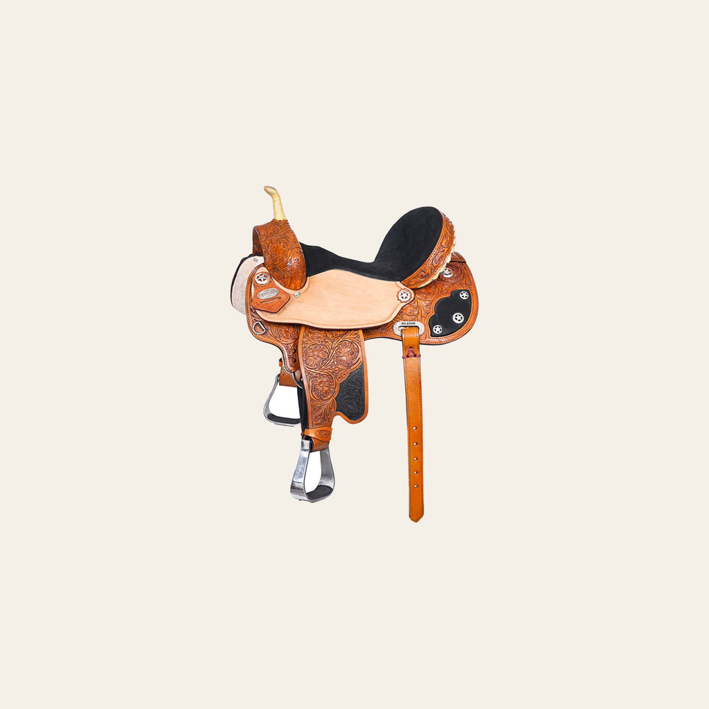 HILASON Western Horse Saddle American Leather Flex Trail Barrel | for Horses