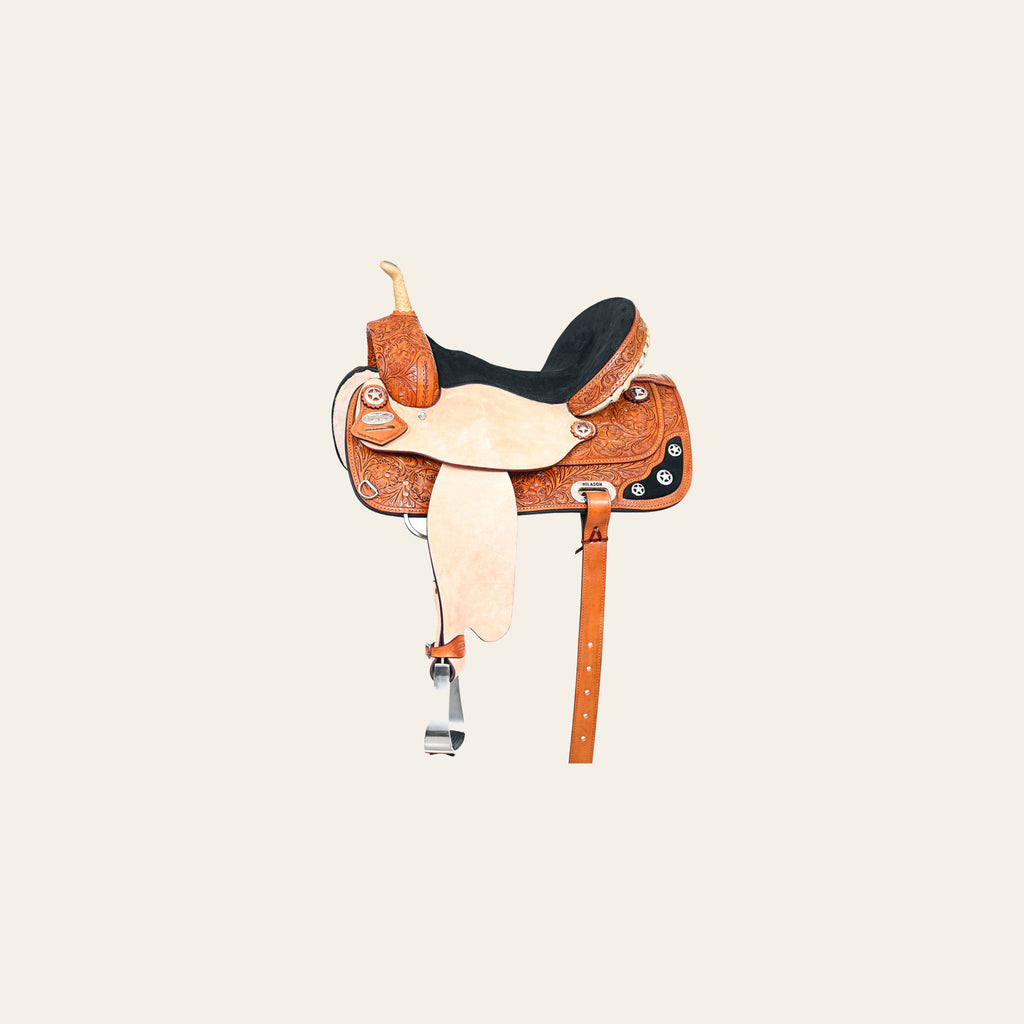 HILASON Western Horse Saddle American Leather Treeless Trail Barre | Barrel for Horses