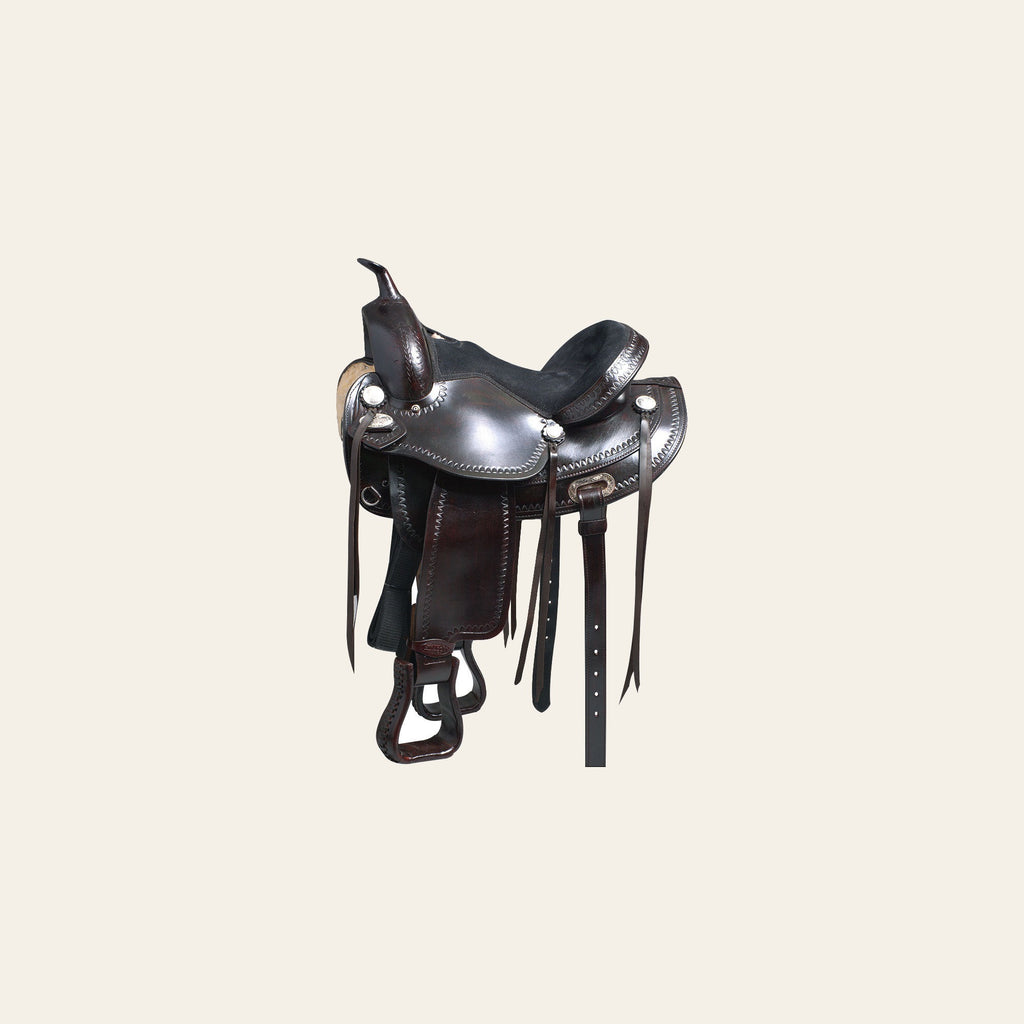 HILASON Western Horse Saddle American Leather Treeless Trail Pleasure | Barrel for Horses