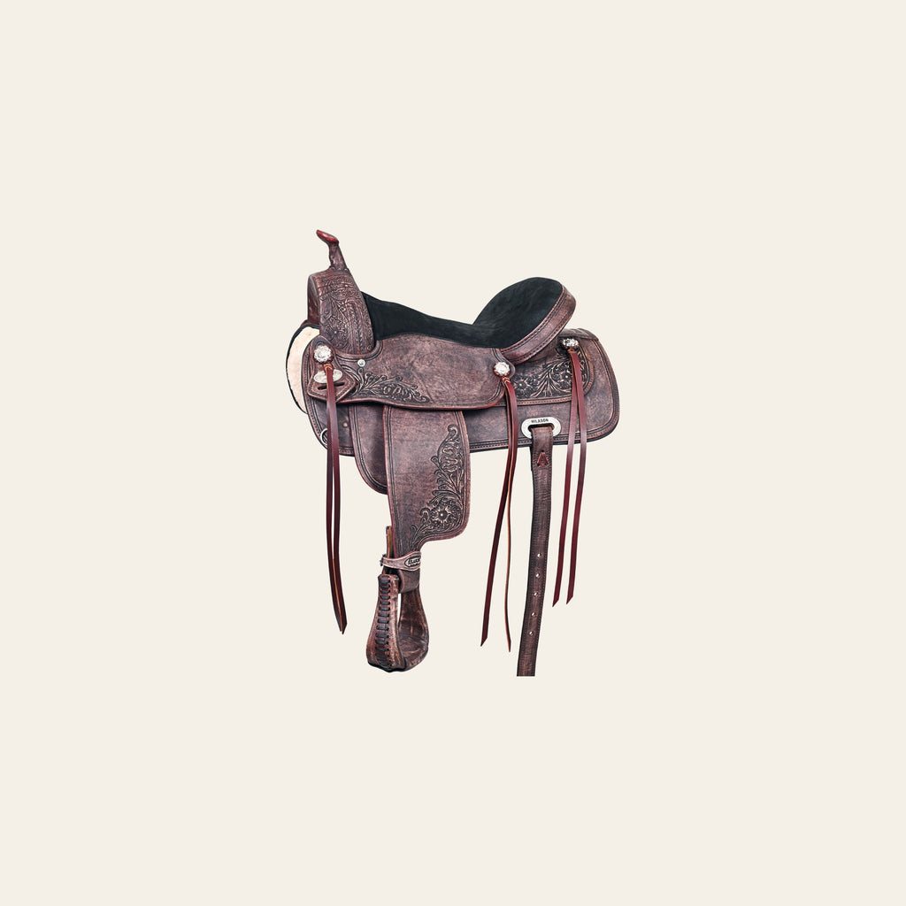 HILASON Western Horse Saddle American Leather Treeless Trail Pleasure | Barrel for Horses